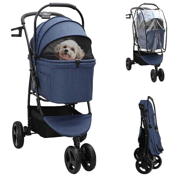 vidaXL Folding Pet Stroller Blue 78 x 54 x 101 cm 600D Oxford fabric