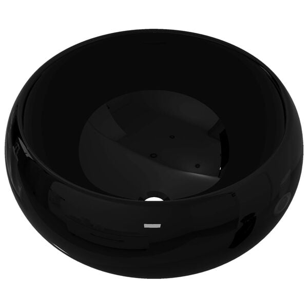 vidaXL Basin Ceramic Round Black 40x15 cm
