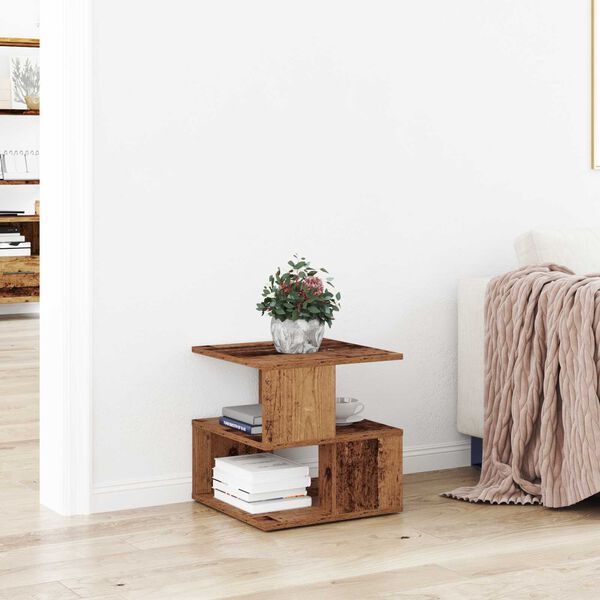 vidaXL Side Table with Shelf Old Wood 30 x 30 x 55 cm Engineered Wood
