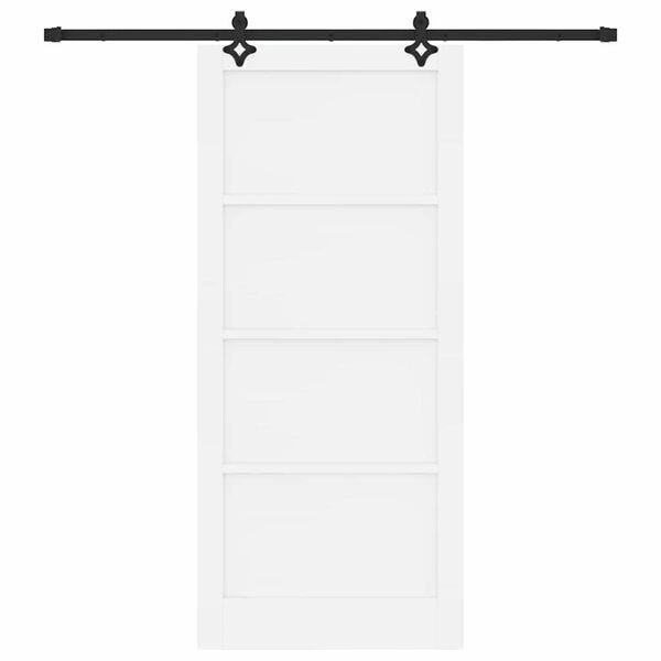 vidaXL Sliding Door White and Black 93 x 211 cm Solid Pine Wood