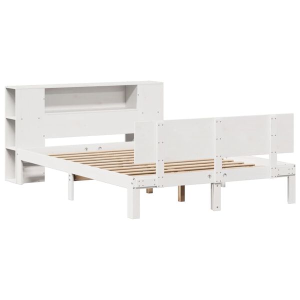 vidaXL Bookcase Bed without Mattress White 140x190cm Solid Wood Pine