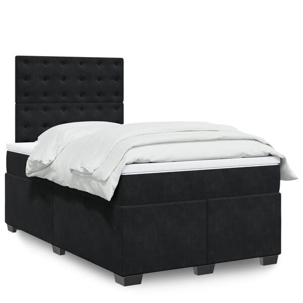 vidaXL Box Spring Bed with Mattress Black 120x200 cm Velvet