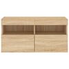 vidaXL TV Wall Cabinet with LED Lights Sonoma Oak 80x30x40 cm