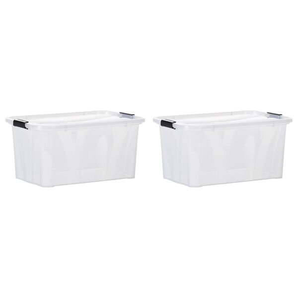 vidaXL Storage Boxes with Lids 2 pcs Transparent 14 L