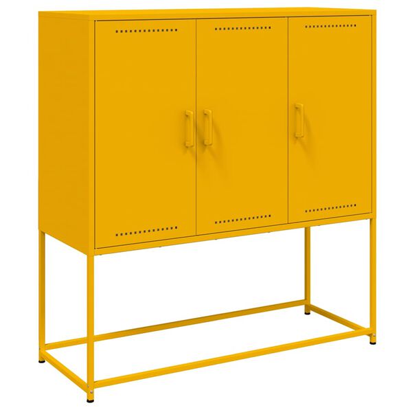 vidaXL Highboard Mustard Yellow 100.5x39x107 cm Steel