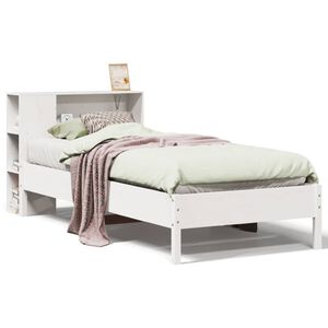vidaXL Bookcase Bed without Mattress White 90x190 cm Single Solid Wood Pine