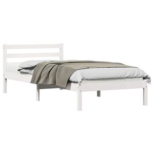 vidaXL Bed Frame White 225.5 x 105.5 x 69.5 cm Solid Pine Wood