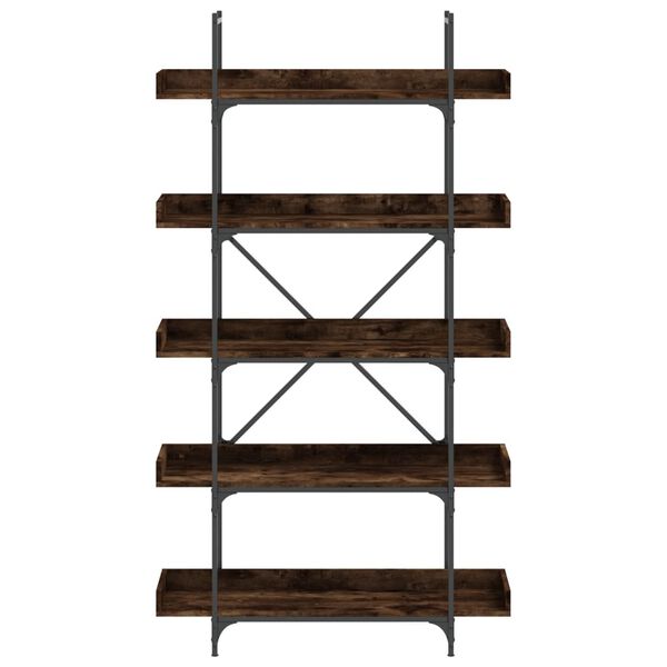 vidaXL Bookcase 5-Tier Smoked Oak 100x33x180.5 cm Engineered Wood