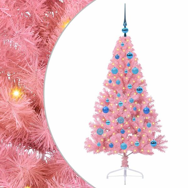 vidaXL Artificial Pre-lit Christmas Tree with 150 LEDs Pink 150 cm PVC