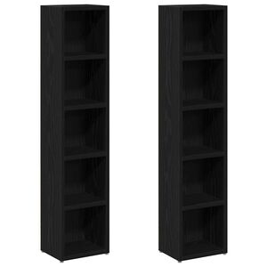 vidaXL CD Cabinets 2 pcs Black Oak 21x16x93.5 cm Engineered Wood