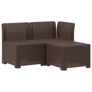 vidaXL 3-Seater Garden Sofa Rattan Look PP Brown
