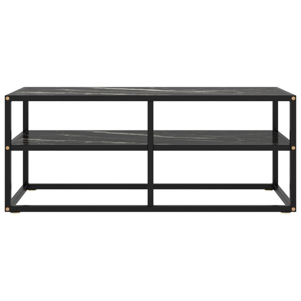 vidaXL TV Cabinet Black with Black Marble Glass 100x40x40 cm