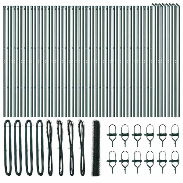 vidaXL Fence Post Green 100 x 1 m (50 mm mesh) Steel and PVC