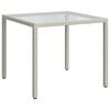 vidaXL Garden Table 90x90x75 cm Tempered Glass and Poly Rattan White