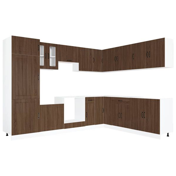 vidaXL 14 Piece Kitchen Cabinet Set Lucca Brown Oak Engineered Wood