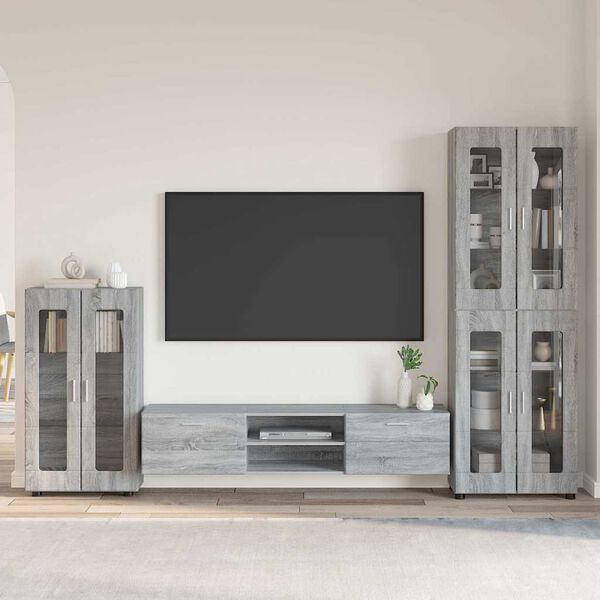 vidaXL TV Cabinet Set with Drawer FLORIN Grey Sonoma Engineered Wood