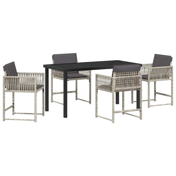 vidaXL Garden Dining Set 5 pcs Light Grey Poly Rattan