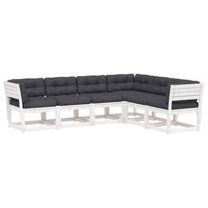 vidaXL 6 Piece Garden Sofa Set with Cushions White Solid Wood Pine