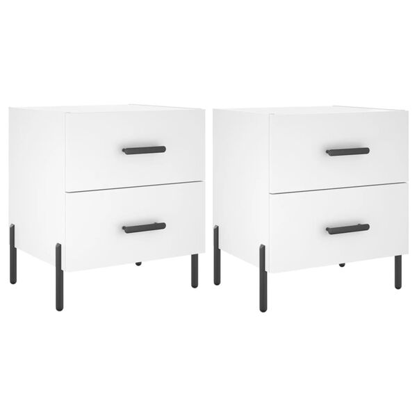 vidaXL Bedside Cabinets 2 pcs White 40x35x47.5 cm Engineered Wood