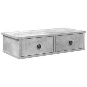 vidaXL Wall Shelf with Drawers Concrete Grey 60x28x15 cm Engineered Wood