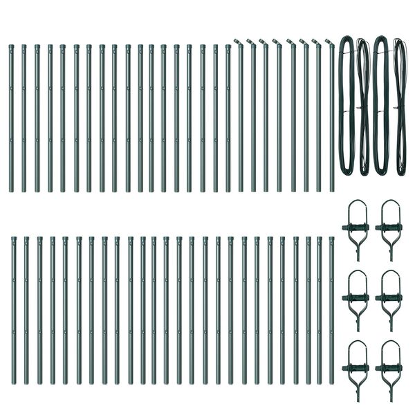 vidaXL Fence Post Other 52 pcs Green 3.2 x 3.2 x 100 cm Steel