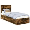 vidaXL Storage Bed with Drawer Smoked Oak 75 x 190 cm Engineered Wood