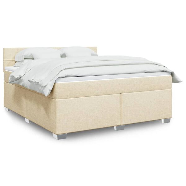 vidaXL Box Spring Bed with Mattress Cream 180x200 cm Fabric