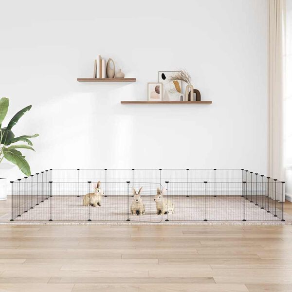 vidaXL 28-Panel Pet Cage with Door Black 35x35 cm Steel