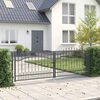 vidaXL Fence Gate with Spear Top with Lock Grey 305 x 100 cm Steel