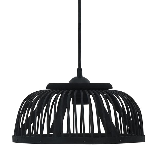 vidaXL Pendant Lamp Black Bamboo 40 W 34x14.5 cm Semicircle E27