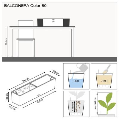 LECHUZA Planter Balconera Color 80 ALL-IN-ONE White 15680