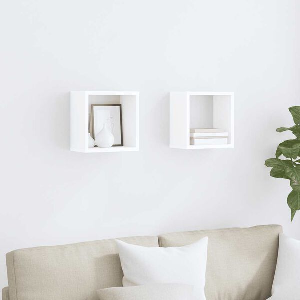 vidaXL Wall Cube Shelves 2 pcs White 26x15x26 cm