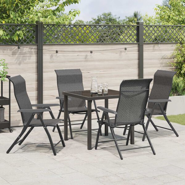 vidaXL Garden Dining Set 5 pcs Grey Powder-Coated Steel
