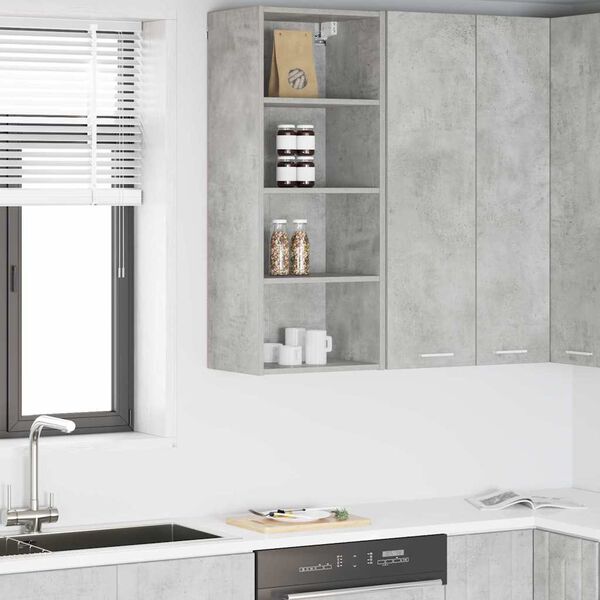 vidaXL Hanging Cabinet with Storage Concrete Grey 40 x 29.5 x 100 cm