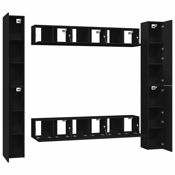 vidaXL 6 Piece TV Cabinet Set Black Engineered Wood