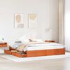vidaXL Bed Frame with Drawer Wax Brown 200 x 200 cm Solid Pine Wood