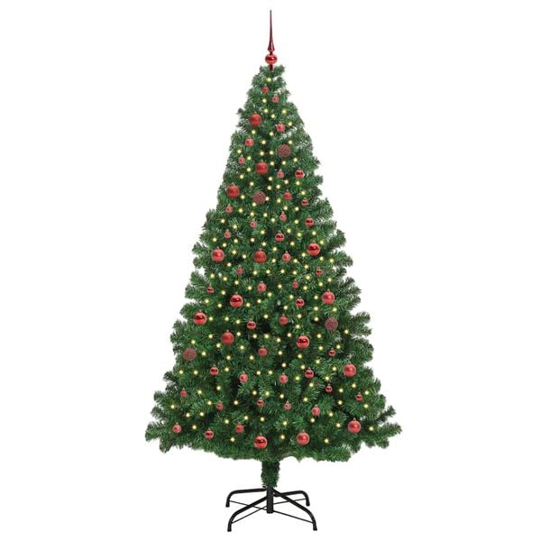 vidaXL Artificial Christmas Tree with 300 LEDs with Stand Green 210 cm