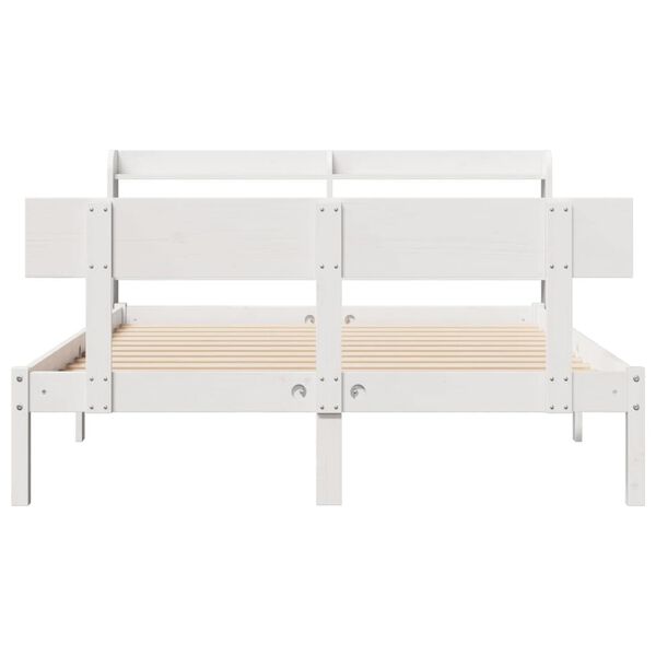 vidaXL Bed Frame without Mattress White 150x200 cm King Size Solid Wood Pine
