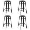 vidaXL Bar Stool | Set of 4 | Black | Powder-coated steel | Medium | Durable