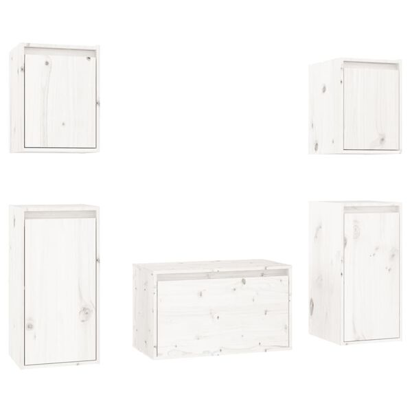 vidaXL TV Cabinets 5 pcs White Solid Wood Pine