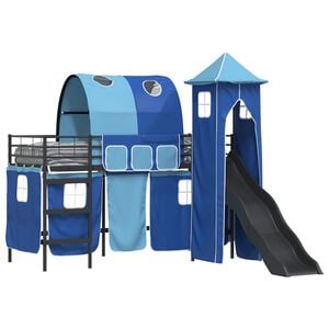 vidaXL Kids'Loft Bed Frame Black and Blue 74.5 x 190 cm Metal