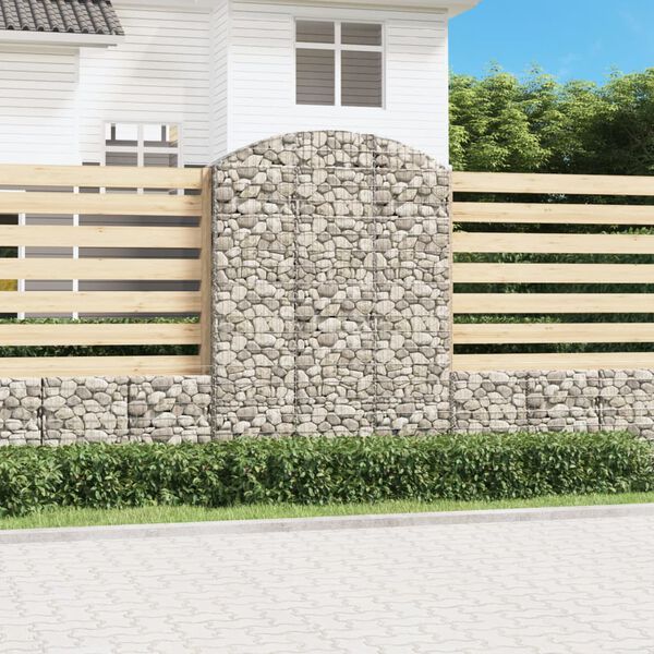 vidaXL Arched Gabion Basket 150x30x200/220 cm Galvanised Iron