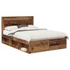 vidaXL Bed Frame with Headboard Old Wood 160 x 200 cm Solid Pine Wood