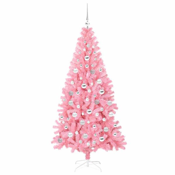 vidaXL Christmas Tree with 300 LEDs with Stand Pink 180 cm PVC
