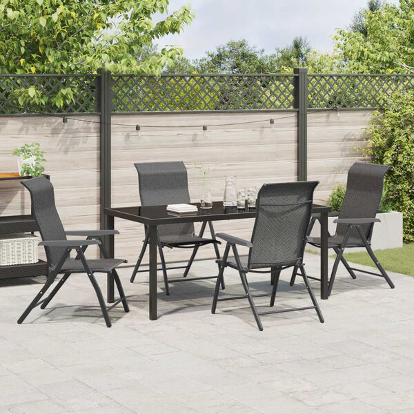 vidaXL Garden Dining Set 5 pcs Grey Powder-Coated Steel