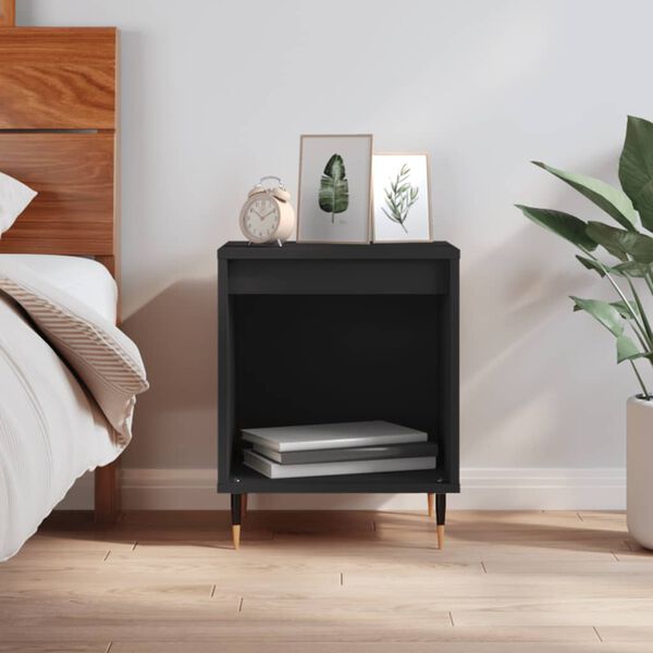 vidaXL Bedside Cabinet Black 40x35x50 cm Engineered Wood