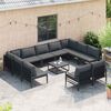 vidaXL Garden Sofa Set with Cushion 12 pcs Black Steel