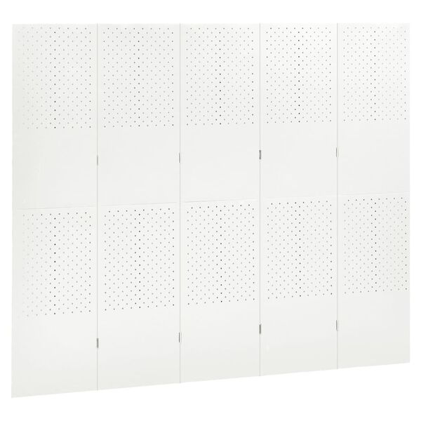 vidaXL 5-Panel Room Divider White 200x180 cm Steel