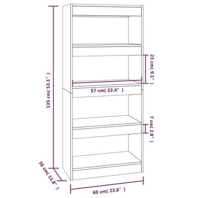vidaXL Book Cabinet/Room Divider Brown Oak 60x30x135 cm Engineered Wood