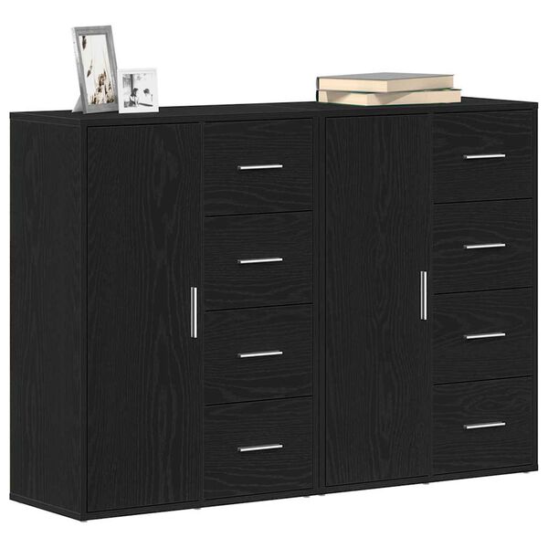 vidaXL Sideboard 2 pcs Black Oak 60 x 31 x 84 cm Engineered Wood